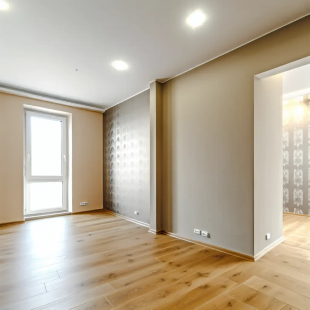 Nowoczesne wnętrze z wykończoną podłogą i ścianami wykonanymi przez FAST FINISH