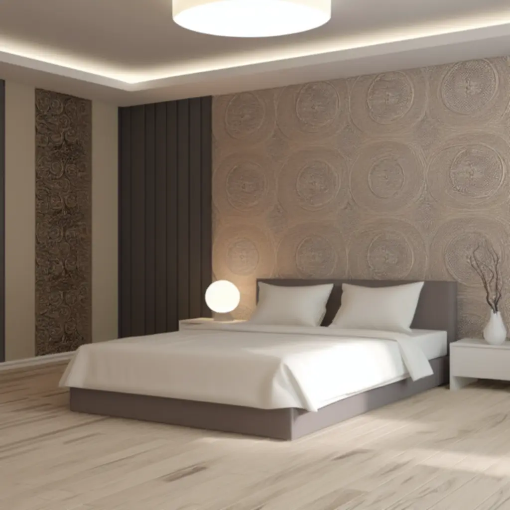 Nowoczesna sypialnia z dekoracyjną ścianą